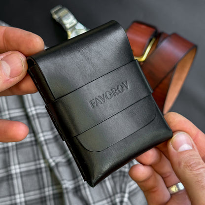 Full grain leather card & cash holder, personalized slim vintage wallet