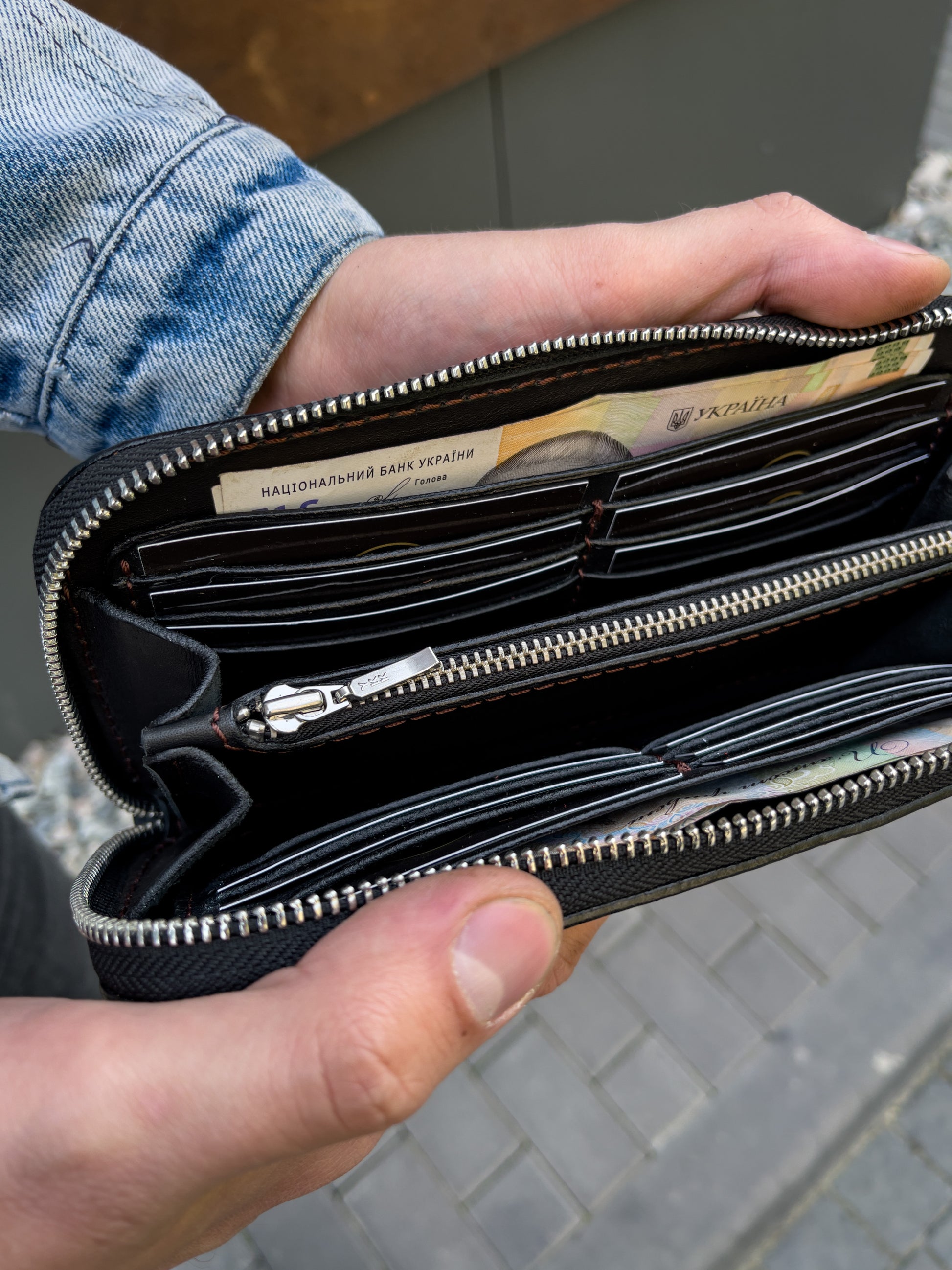 Leather Clutch, Full Grain Leather Clutch, Black men's leather wallet