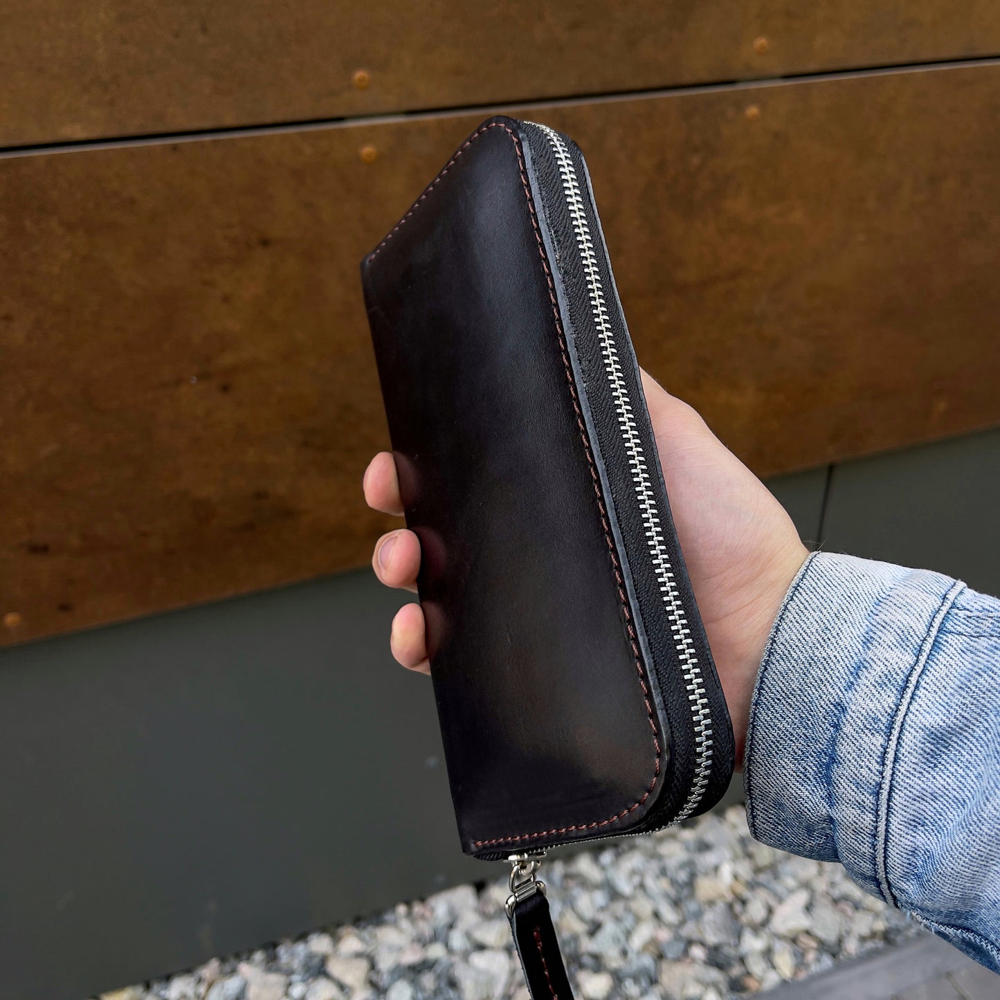 Leather Clutch, Full Grain Leather Clutch, Black men's leather wallet