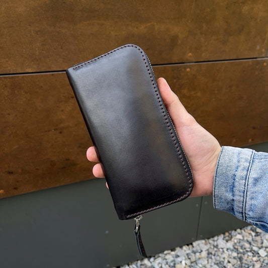 Leather Clutch, Full Grain Leather Clutch, Black men's leather wallet