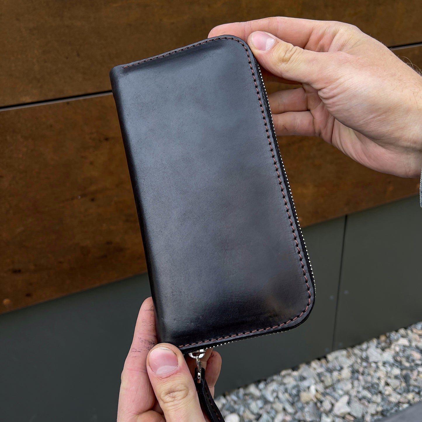 Leather Clutch, Full Grain Leather Clutch, Black men's leather wallet