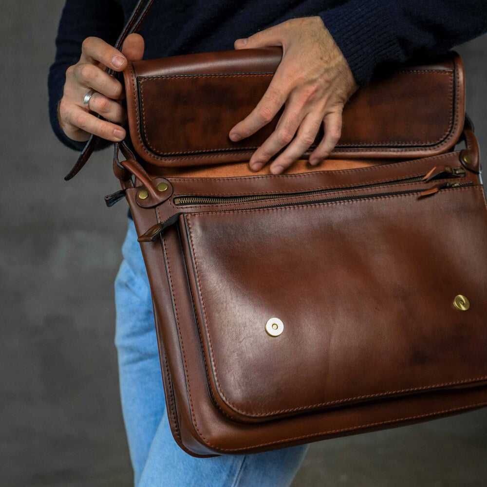 Brown shoulder bag, Laptop Personalized Men’s leather bag