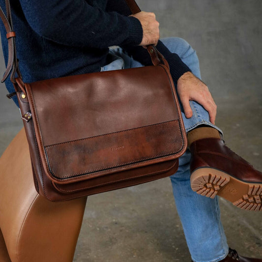 Brown shoulder bag, Laptop Personalized Men’s leather bag