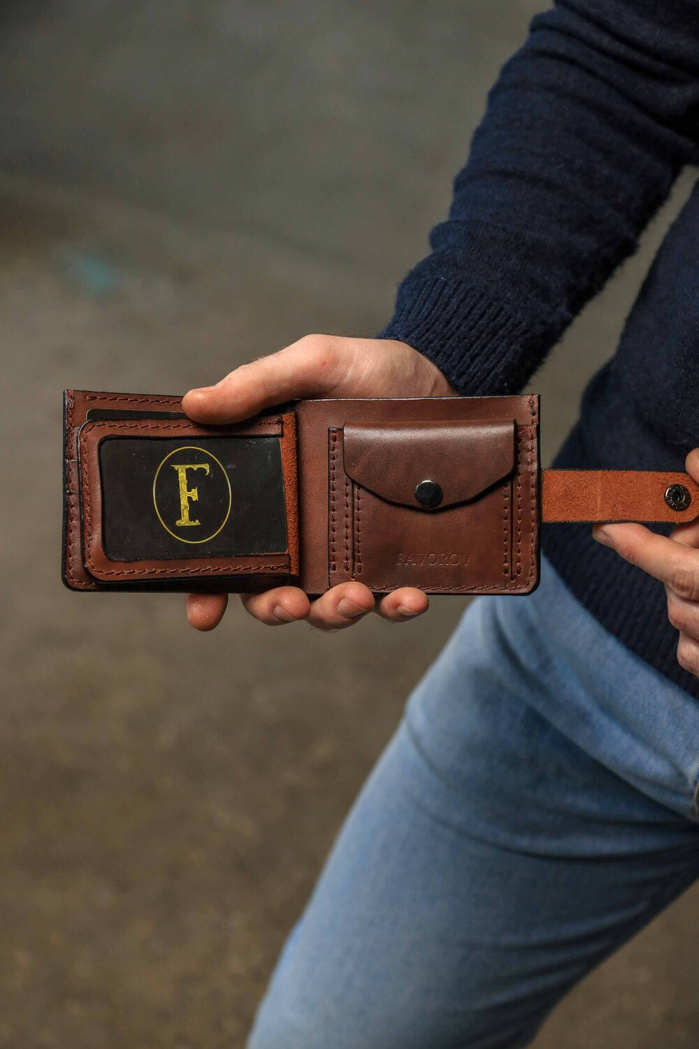 Personalized Wallet, Men's Slim Leather Wallet, Brown Minimalist Leather Wallet