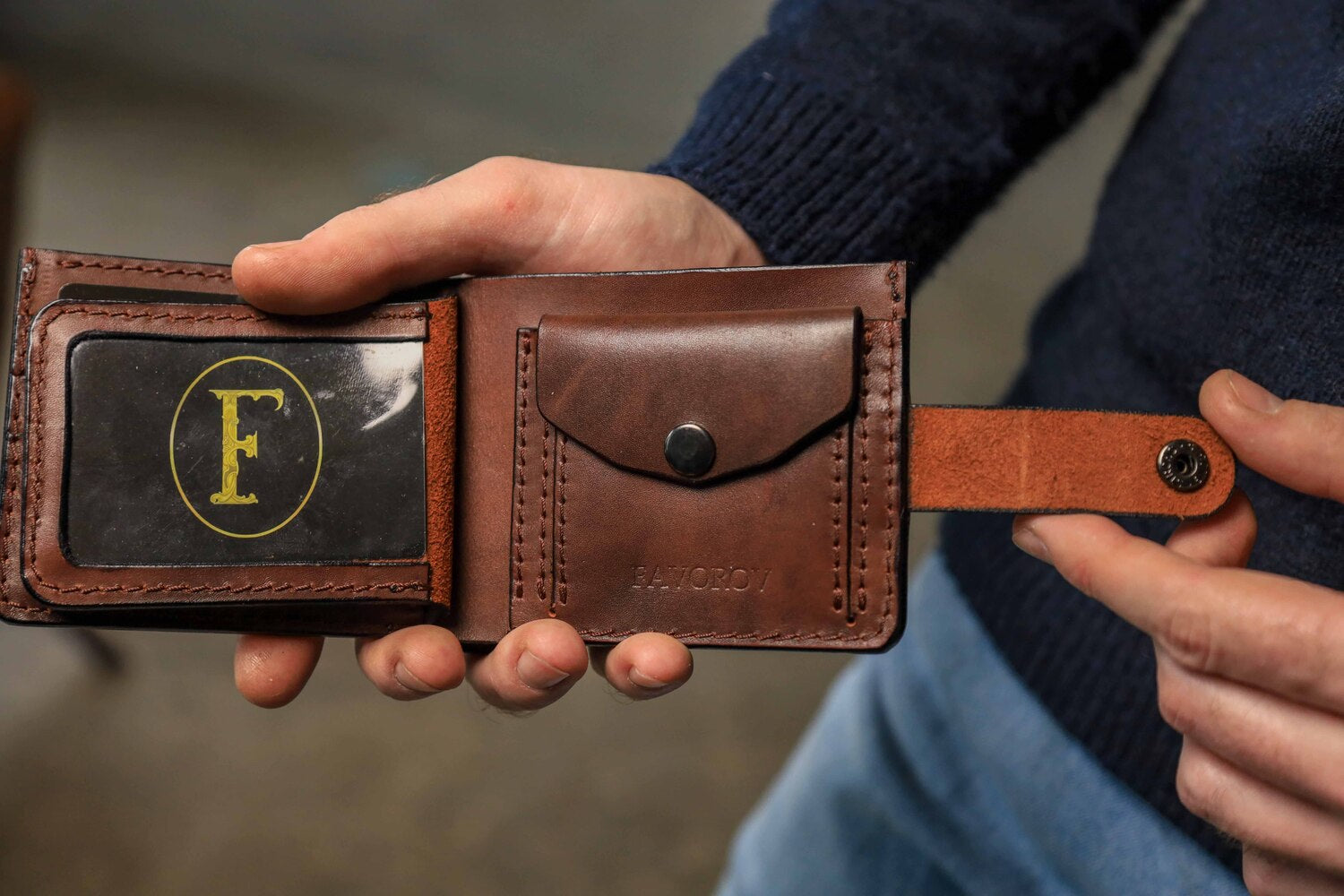 Personalized Wallet, Men's Slim Leather Wallet, Brown Minimalist Leather Wallet