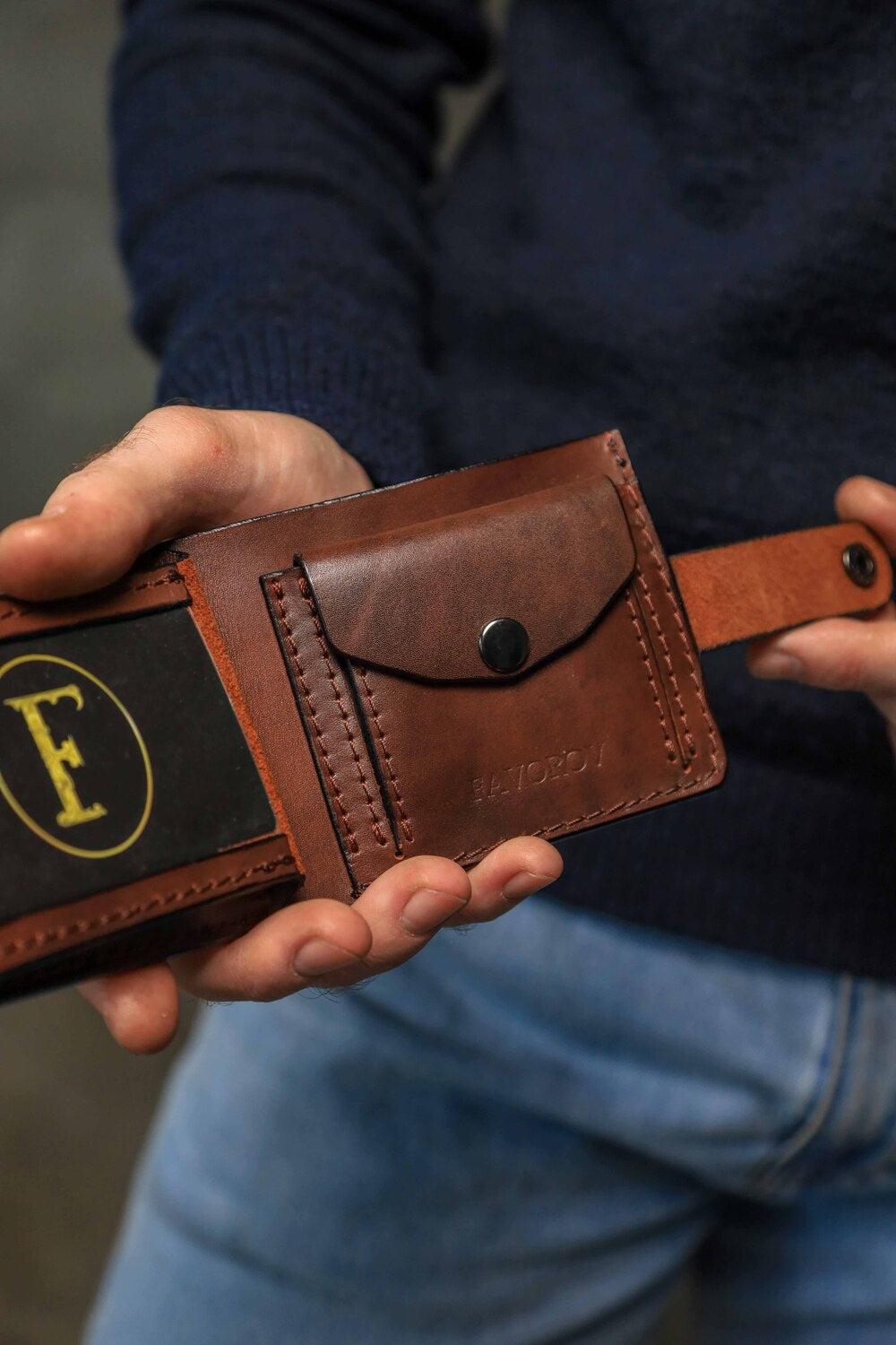 Personalized Wallet, Men's Slim Leather Wallet, Brown Minimalist Leather Wallet
