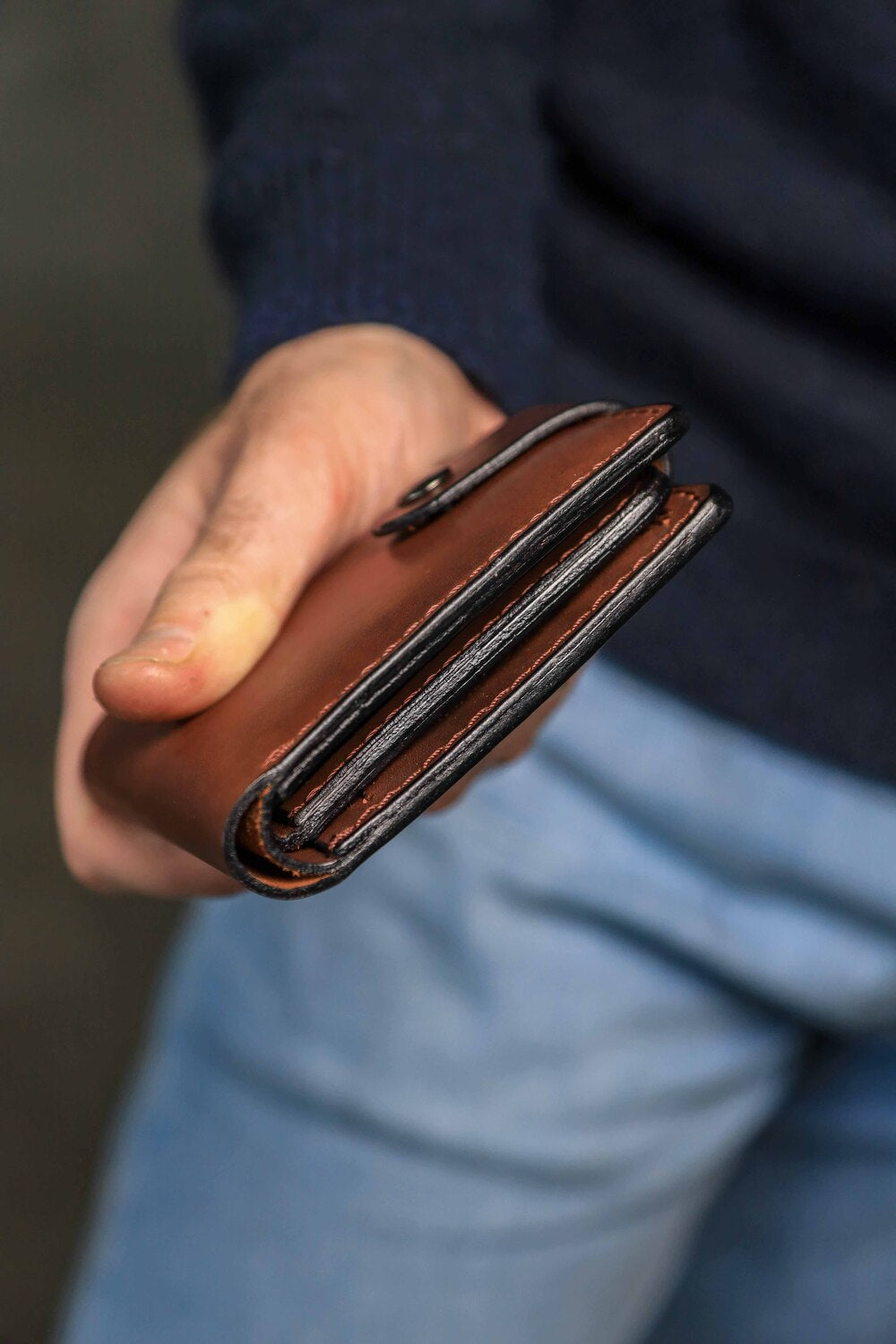 Personalized Wallet, Men's Slim Leather Wallet, Brown Minimalist Leather Wallet
