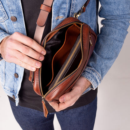 Personalized shoulder bag, leather belt bag, men’s leather bag, belt bag, waist bag, crossbody bag, fanny bag, leather Crossbody pouch