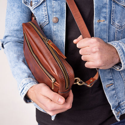 Personalized shoulder bag, leather belt bag, men’s leather bag, belt bag, waist bag, crossbody bag, fanny bag, leather Crossbody pouch