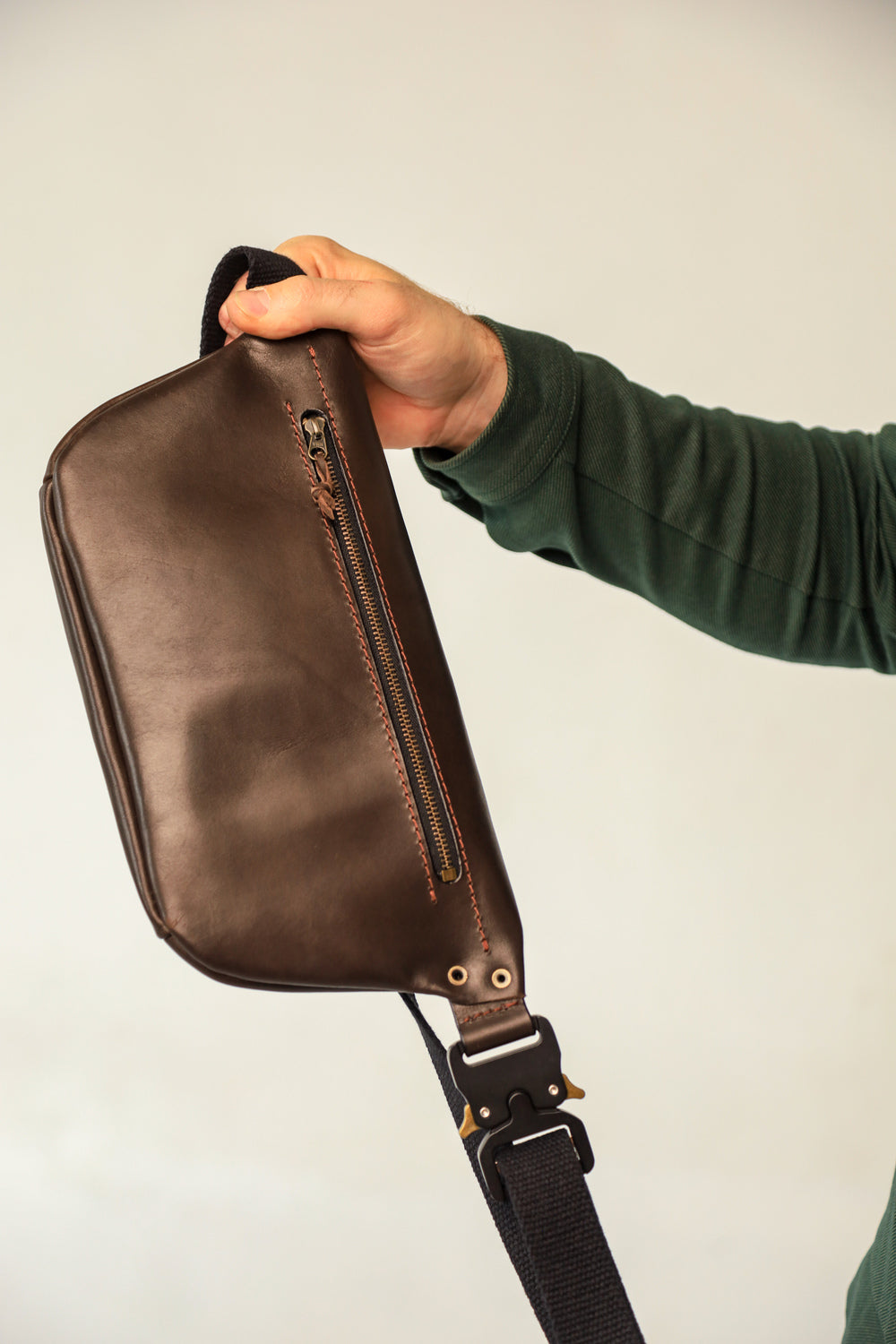 Personalized men shoulder bag, Brown leather belt bag, men’s leather bag, waist bag