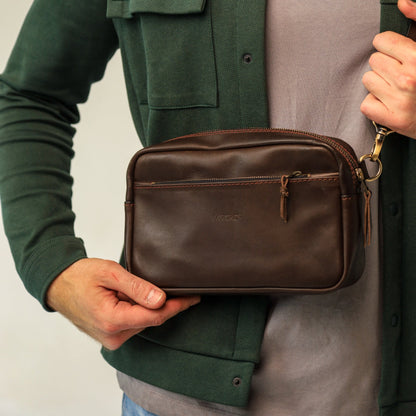 Brown shoulder bag, leather belt bag, men’s leather bag, belt bag, waist bag, crossbody bag