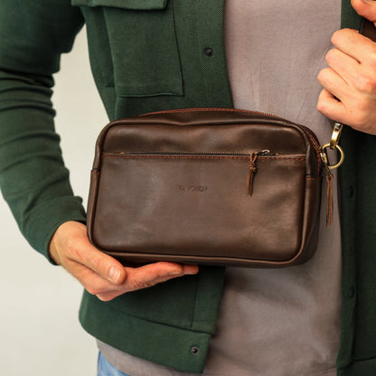 Brown shoulder bag, leather belt bag, men’s leather bag, belt bag, waist bag, crossbody bag