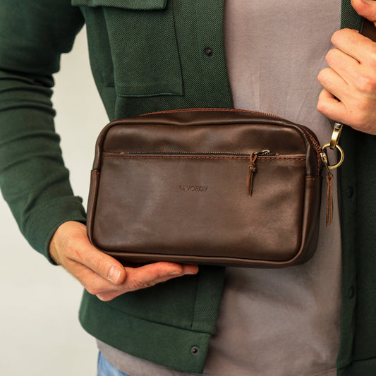 Brown shoulder bag, leather belt bag, men’s leather bag, belt bag, waist bag, crossbody bag