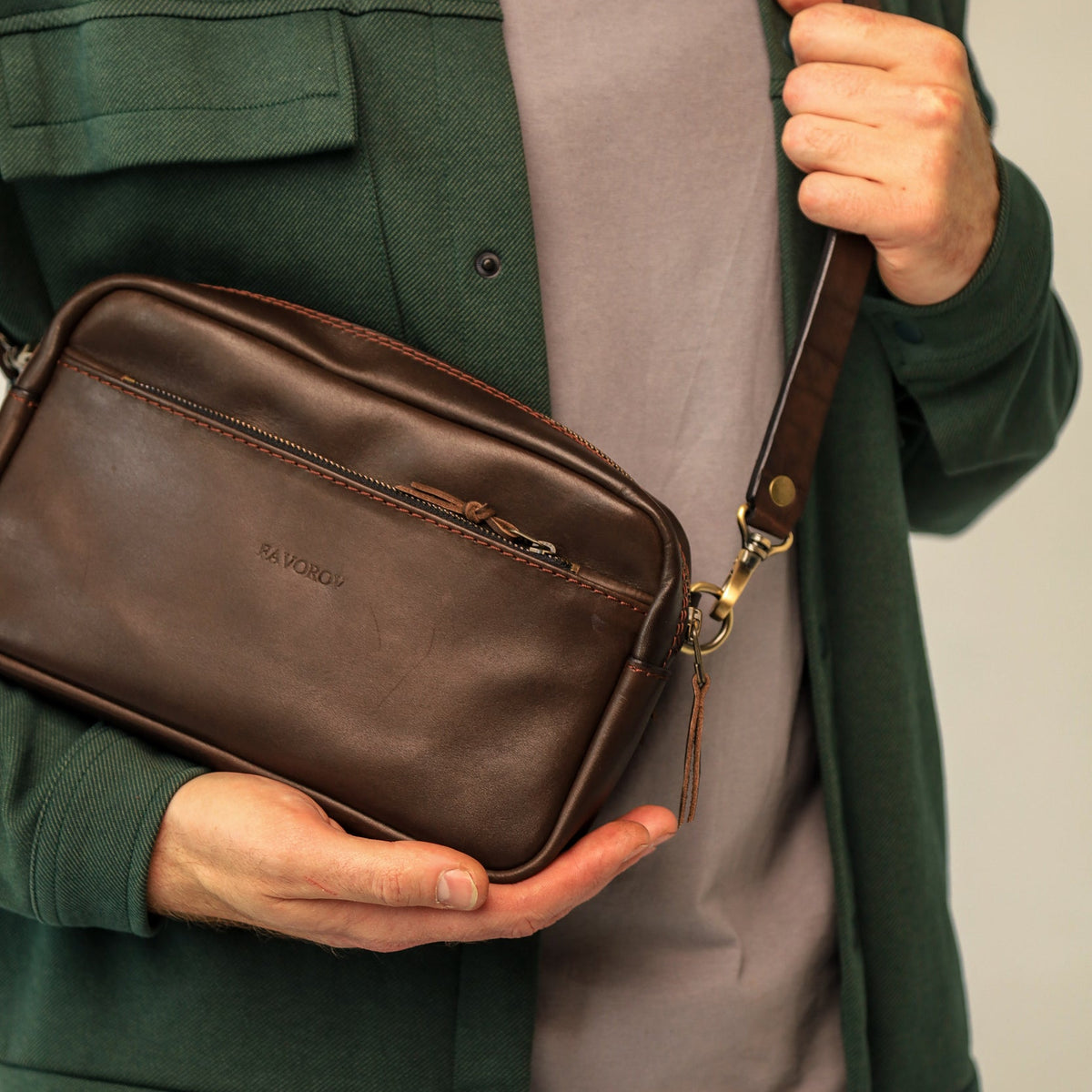 Brown shoulder bag, leather belt bag, men’s leather bag, belt bag, waist bag, crossbody bag