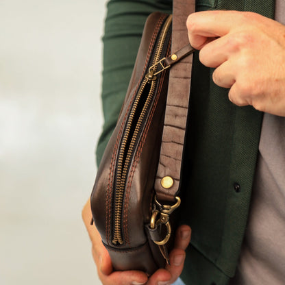 Brown shoulder bag, leather belt bag, men’s leather bag, belt bag, waist bag, crossbody bag