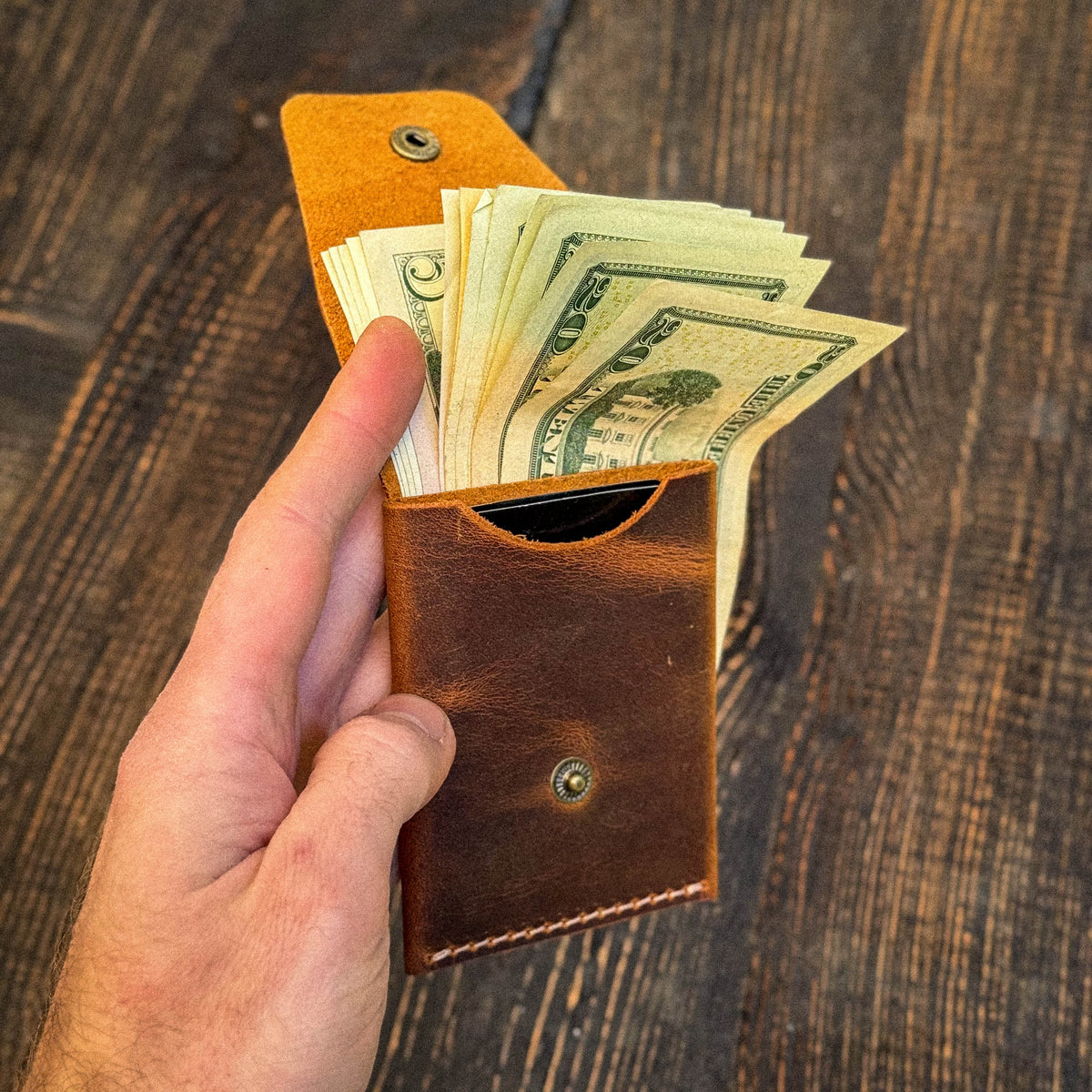 Leather Cash Wallet, Slim Card & Cash Holder, Handmade Minimalist Wallet, Personalized Front Pocket Wallet