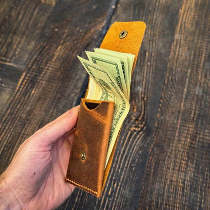 Leather Cash Wallet, Slim Card & Cash Holder, Handmade Minimalist Wallet, Personalized Front Pocket Wallet