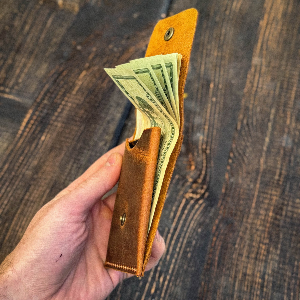 Leather Cash Wallet, Slim Card & Cash Holder, Handmade Minimalist Wallet, Personalized Front Pocket Wallet