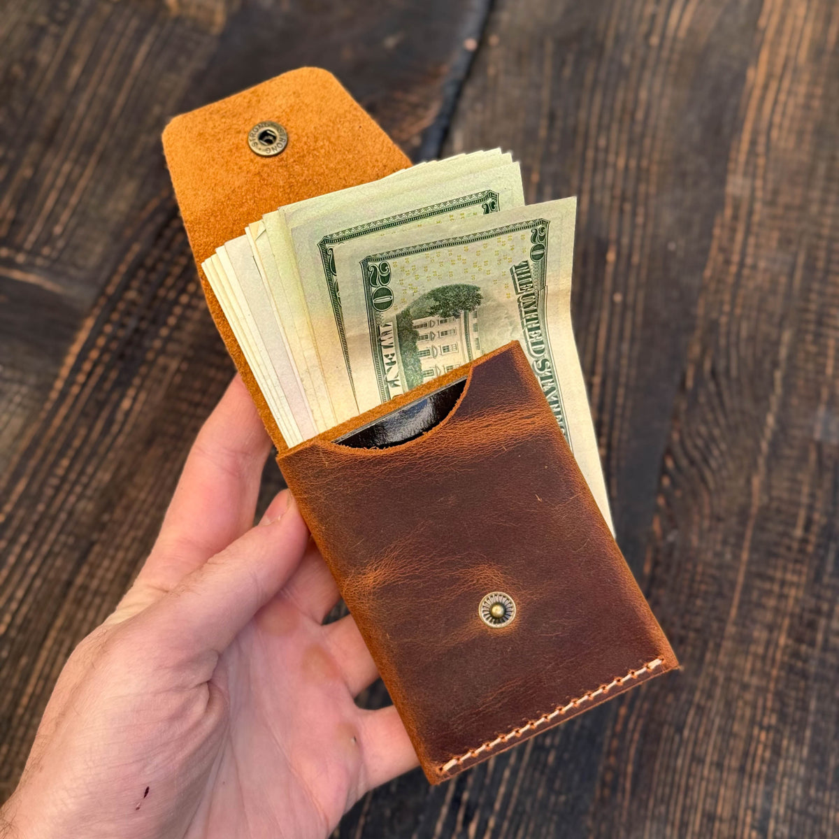 Leather Cash Wallet, Slim Card & Cash Holder, Handmade Minimalist Wallet, Personalized Front Pocket Wallet