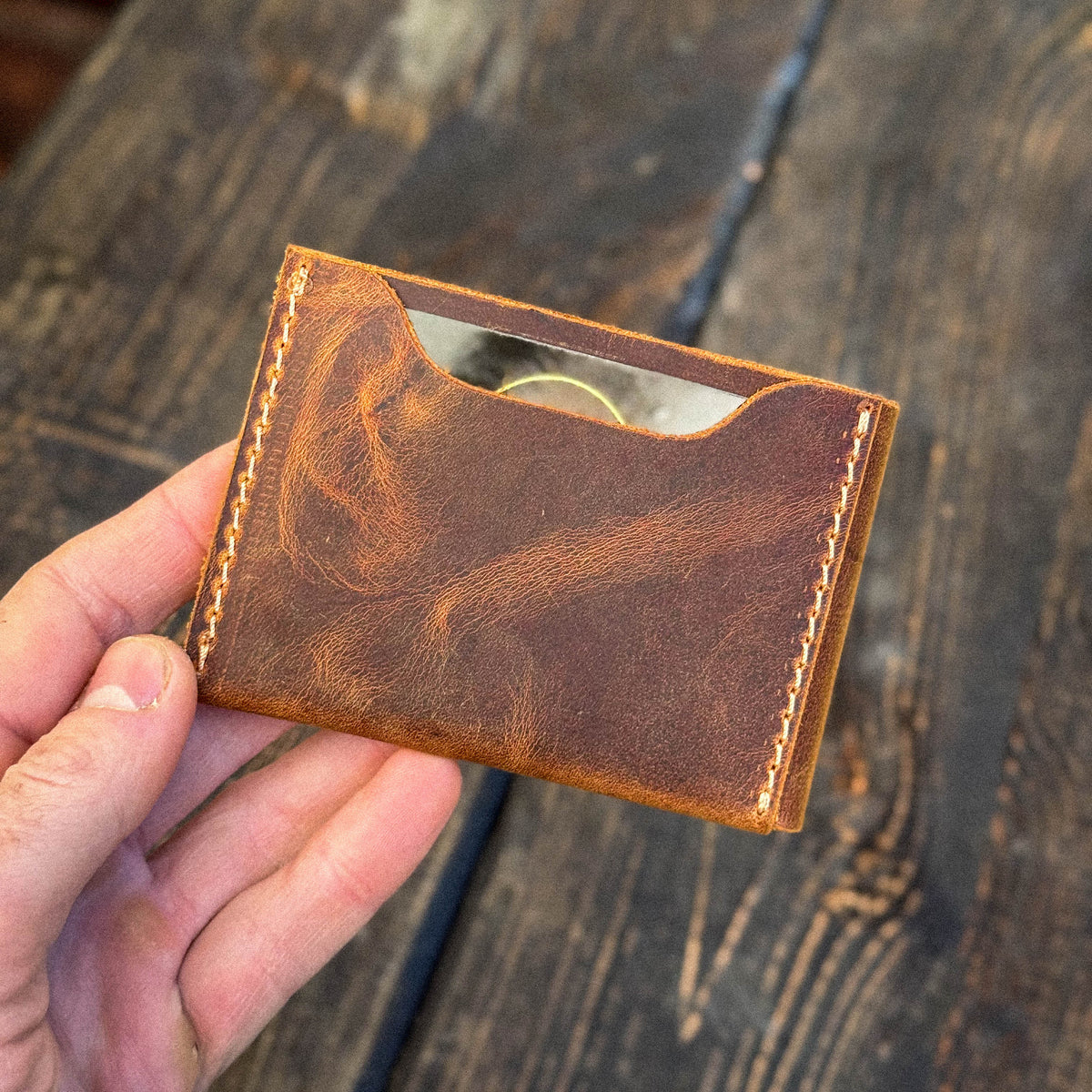 Leather Cash Wallet, Slim Card & Cash Holder, Handmade Minimalist Wallet, Personalized Front Pocket Wallet