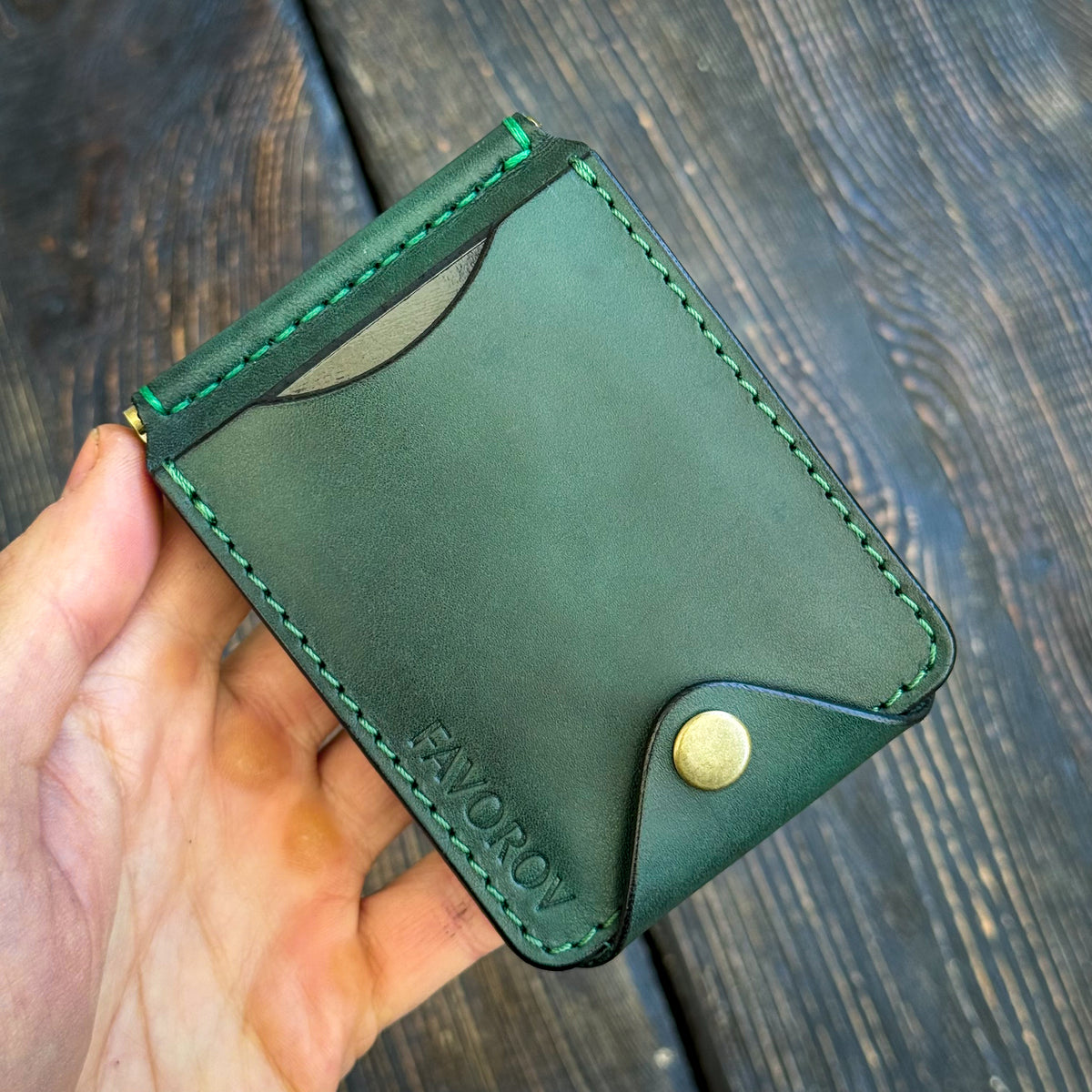 Full Grain Leather Money Clip, Small leather wallet