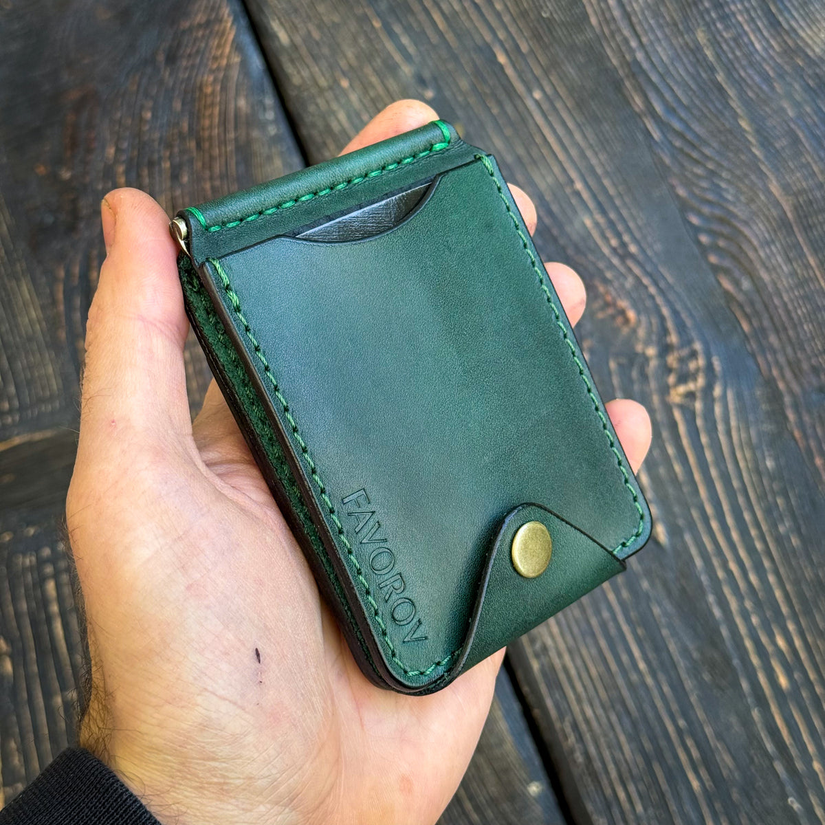 Full Grain Leather Money Clip, Small leather wallet
