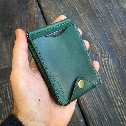 Full Grain Leather Money Clip, Small leather wallet