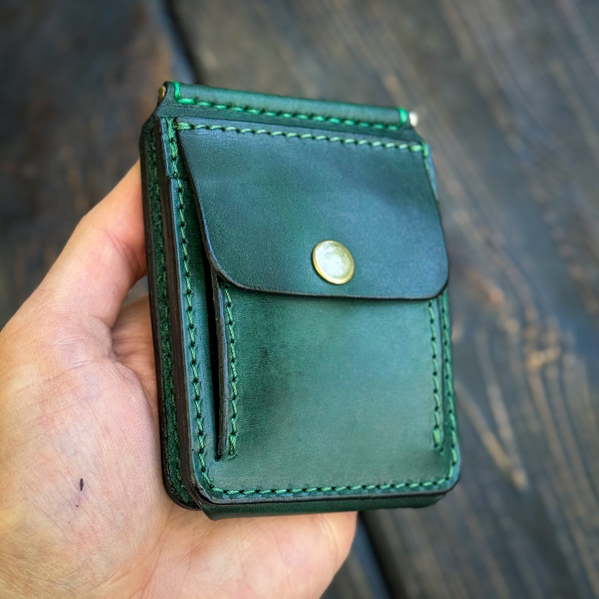 Full Grain Leather Money Clip, Small leather wallet