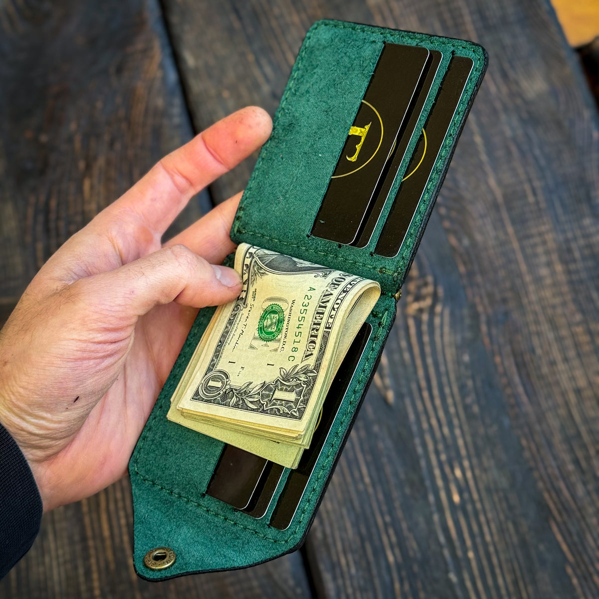 Full Grain Leather Money Clip, Small leather wallet
