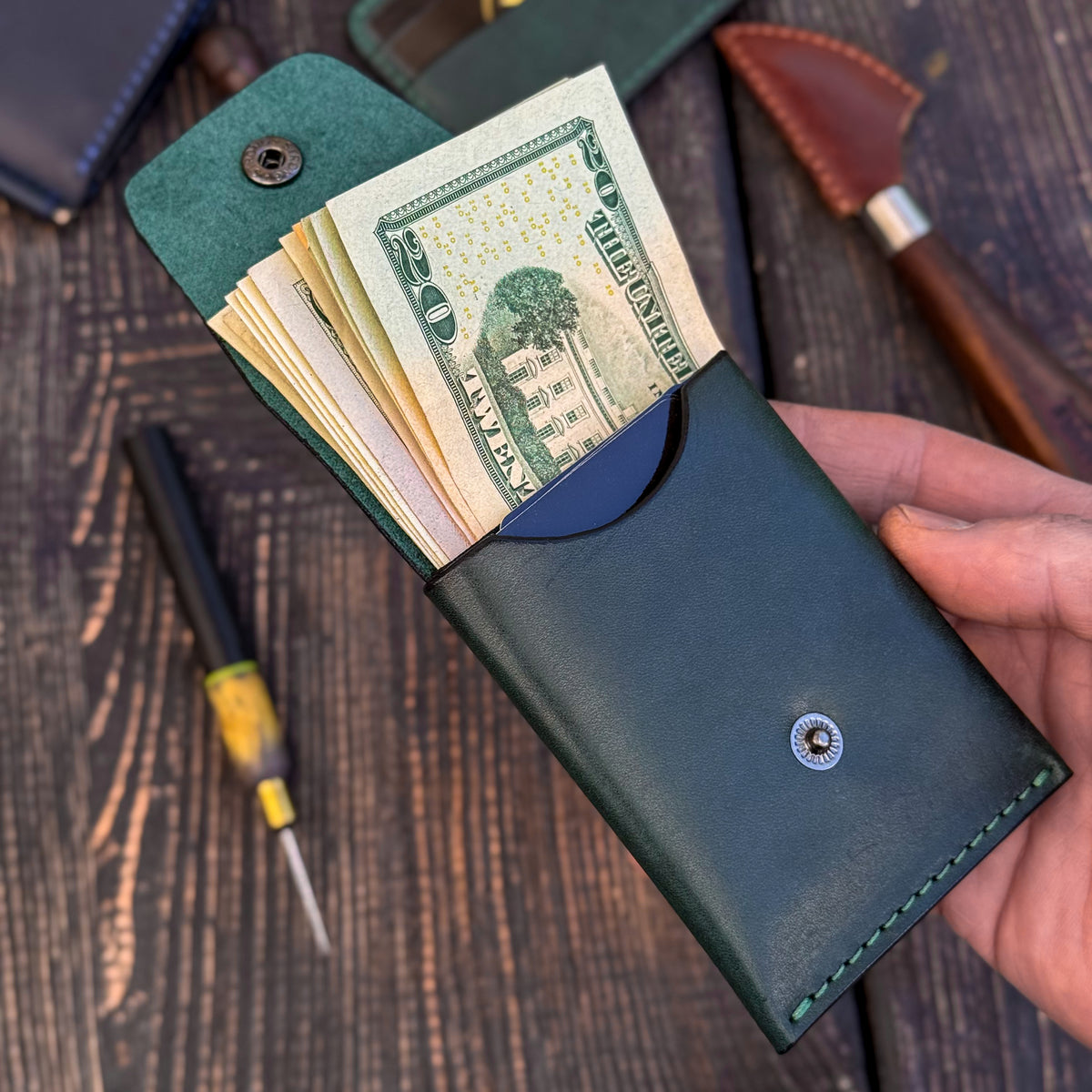 Leather Cash Wallet, Slim Card & Cash Holder