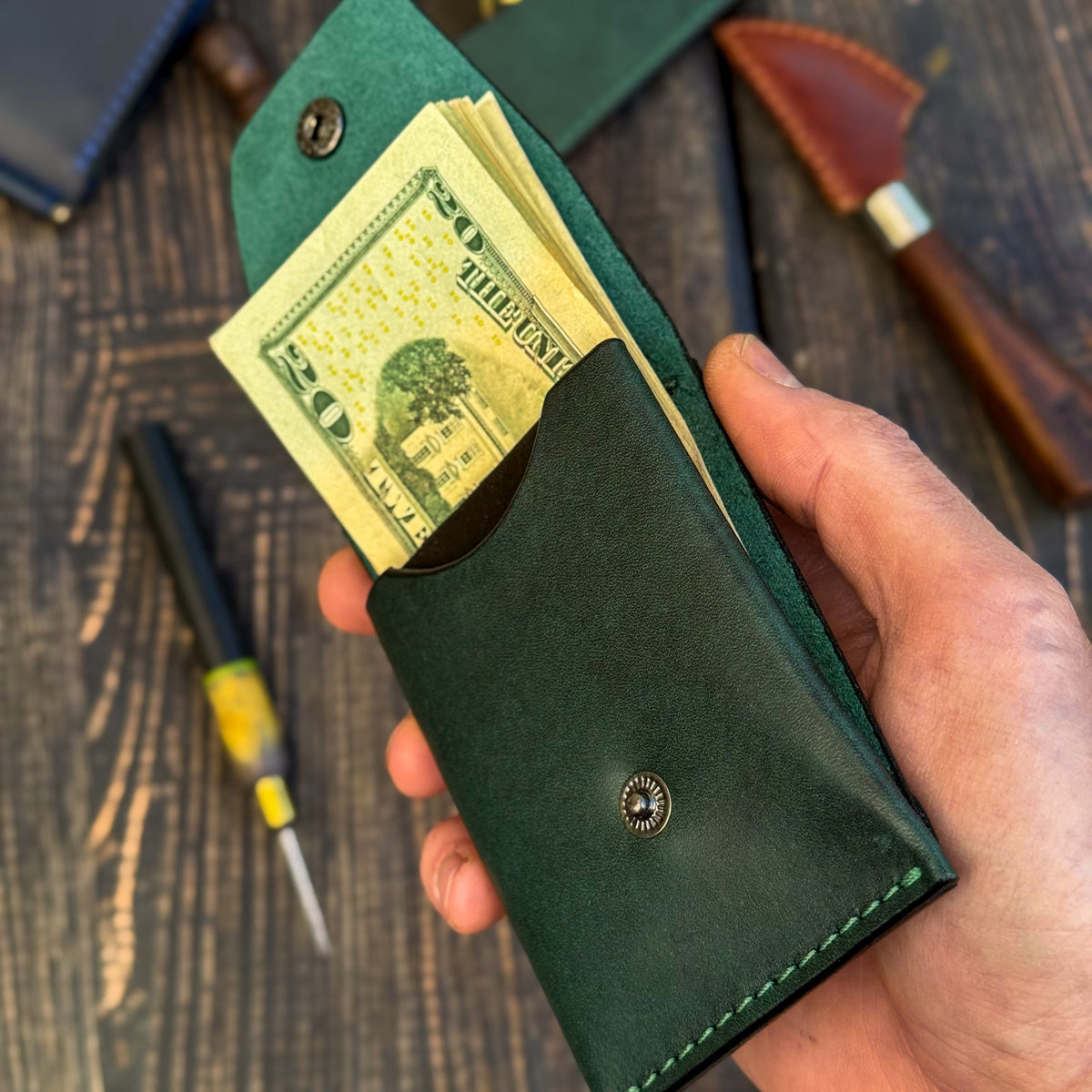 Leather Cash Wallet, Slim Card & Cash Holder