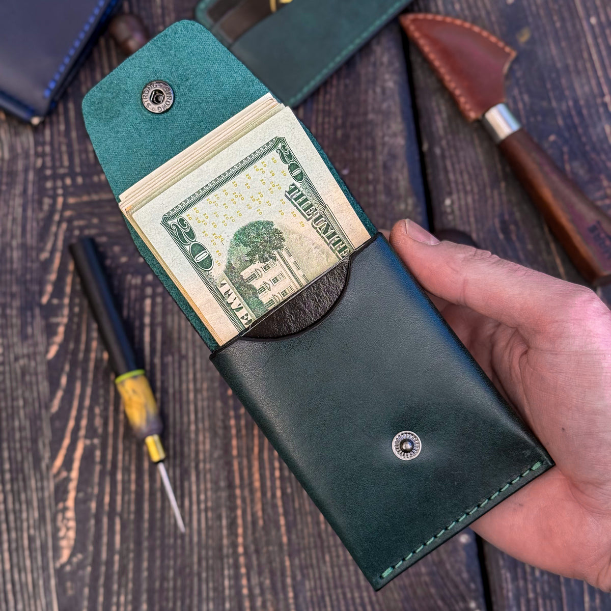 Leather Cash Wallet, Slim Card & Cash Holder