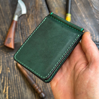 Minimalist Leather Money Clip Wallet – Personalized Handmade Full Grain Leather Front Pocket Wallet for Men