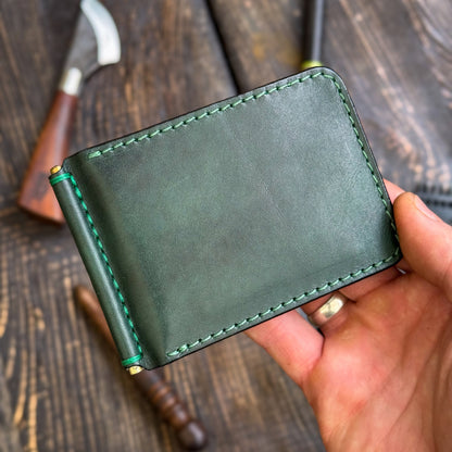 Minimalist Leather Money Clip Wallet – Personalized Handmade Full Grain Leather Front Pocket Wallet for Men