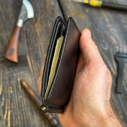 Leather money clip wallet, personalized front pocket mens bifold, slim cash organizer