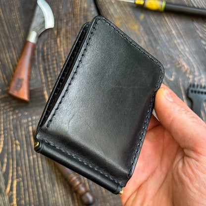 Leather money clip wallet, personalized front pocket mens bifold, slim cash organizer