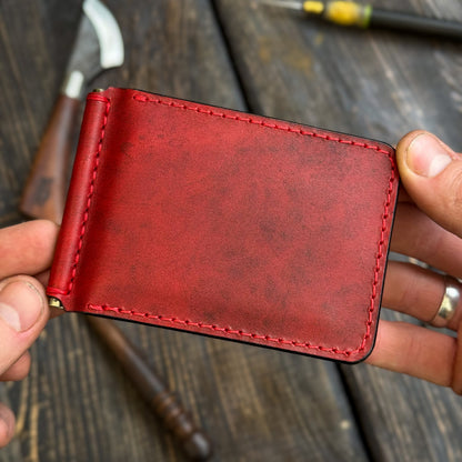 Leather money clip, Full Grain Leather wallet for him, Mens gift, Personalized Slim Bifold Card Holder, Minimalist gift (копия)