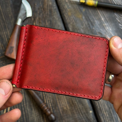 Leather money clip, Full Grain Leather wallet for him, Mens gift, Personalized Slim Bifold Card Holder, Minimalist gift (копия)
