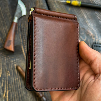 Personalized Minimalist Money Clip Wallet – Handmade Full Grain Leather Front Pocket Wallet for Men