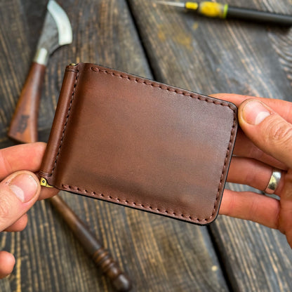 Personalized Minimalist Money Clip Wallet – Handmade Full Grain Leather Front Pocket Wallet for Men