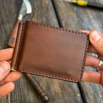Personalized Minimalist Money Clip Wallet – Handmade Full Grain Leather Front Pocket Wallet for Men
