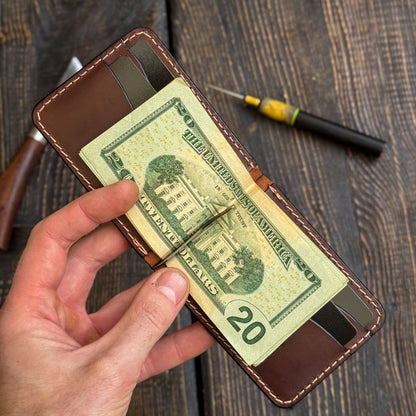 Full Grain Leather wallet for him, Mens gift, Personalized Slim Bifold Card Holder, Minimalist gift, Leather money Clip
