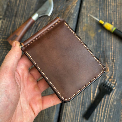 Full Grain Leather wallet for him, Mens gift, Personalized Slim Bifold Card Holder, Minimalist gift, Leather money Clip