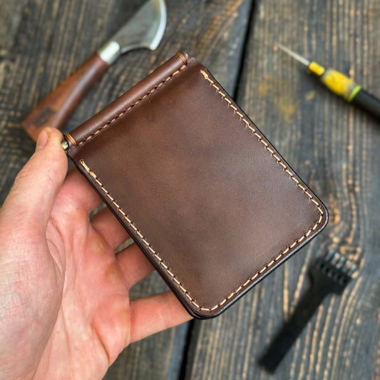 Full Grain Leather wallet for him, Mens gift, Personalized Slim Bifold Card Holder, Minimalist gift, Leather money Clip
