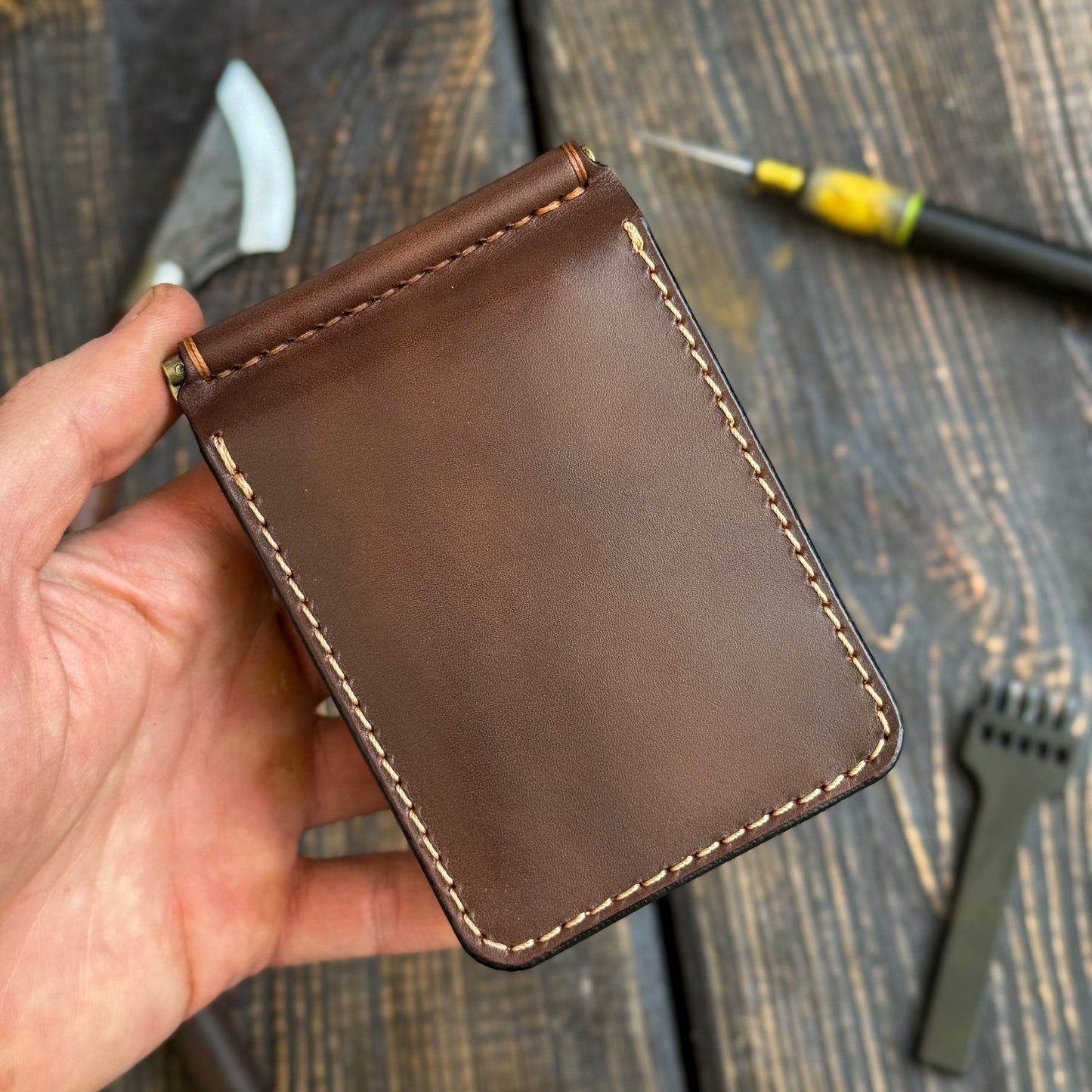 Full Grain Leather wallet for him, Mens gift, Personalized Slim Bifold Card Holder, Minimalist gift, Leather money Clip