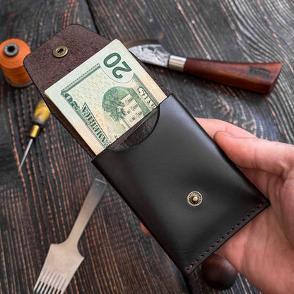 Full Grain Leather Brown Cash Wallet, Card Holder, Personalized Minimalist Wallet