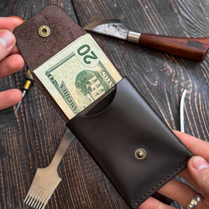 Full Grain Leather Brown Cash Wallet, Card Holder, Personalized Minimalist Wallet