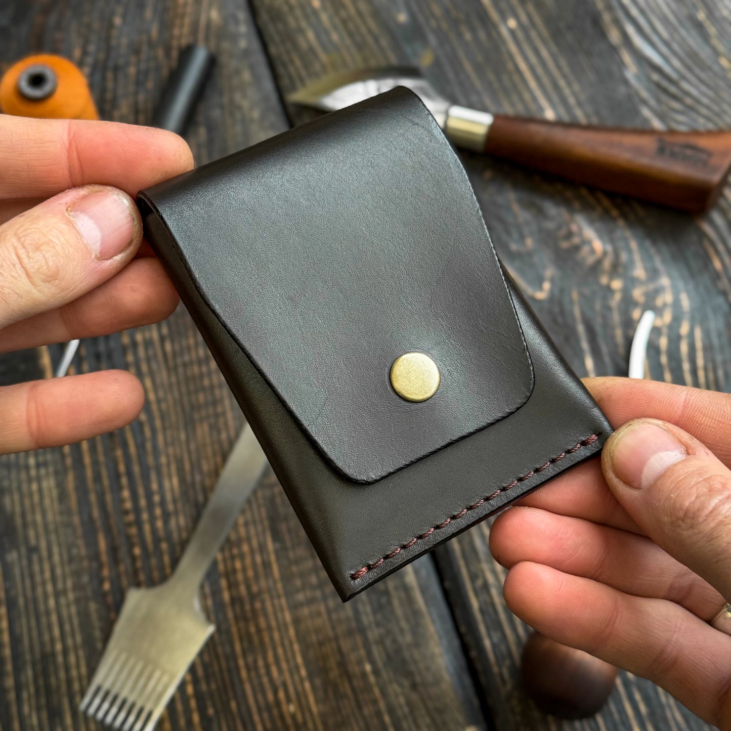 Full Grain Leather Brown Cash Wallet, Card Holder, Personalized Minimalist Wallet