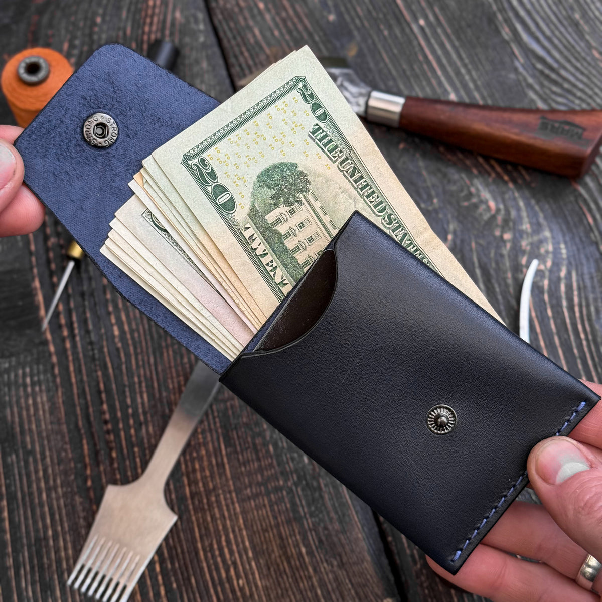 Full Grain Leather Cash Wallet, Card Holder, Personalized Minimalist Wallet, Front Pocket Handmade Wallet