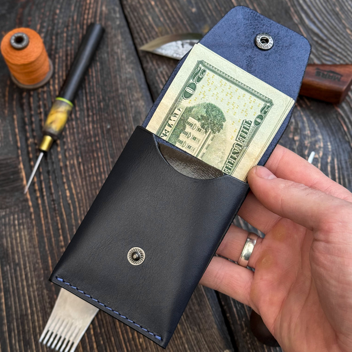 Full Grain Leather Cash Wallet, Card Holder, Personalized Minimalist Wallet, Front Pocket Handmade Wallet